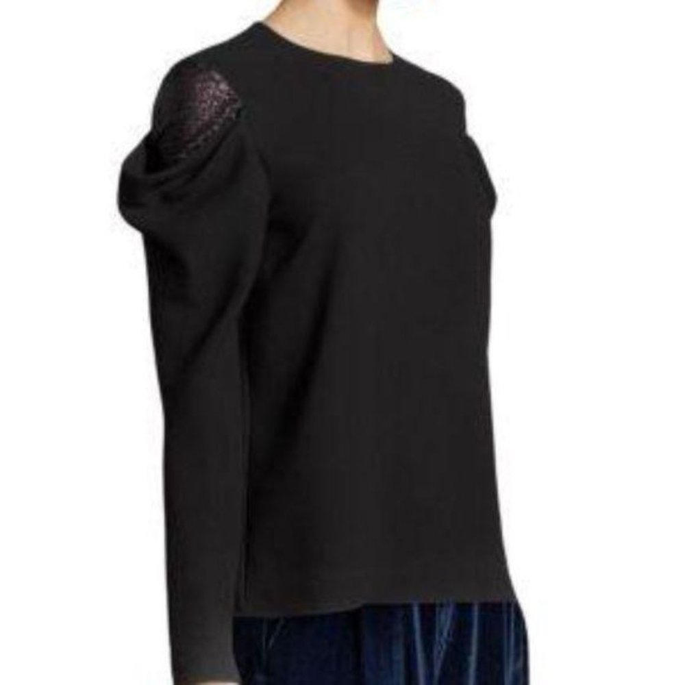 TIBI Metallic Drape Sleeve Top In Draped Cold Shou